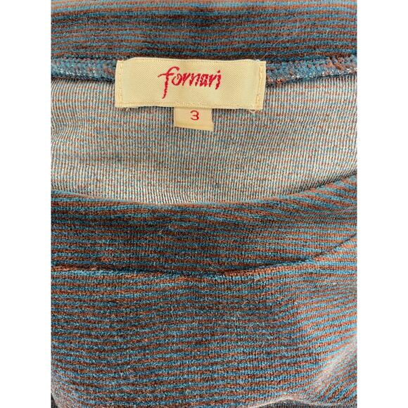 VTG Fornari Women’s Ribbed Velour Top Blue Rust Striped Long Sleeve Sz 3 (XS) - Picture 2 of 12